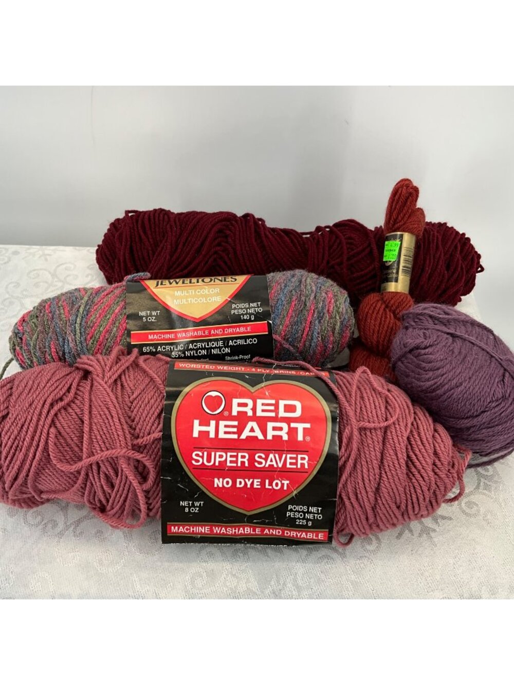 Yarn Mixed Lot Machine Washable Various Colors & Weights Acrylic & Wool Blend